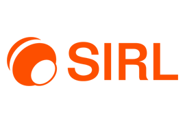 El logotipo naranja de SIRL, que presenta un icono circular estilizado a la izquierda del nombre de la empresa.
