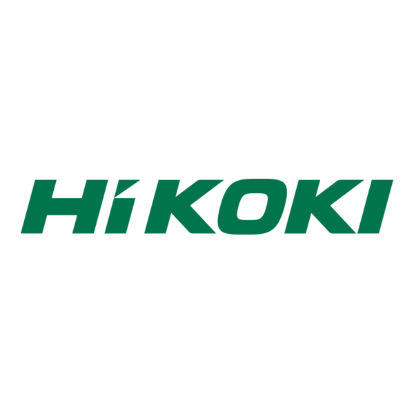 El logotipo verde oscuro de HiKOKI, con letras estilizadas y en negrita sobre un fondo blanco.