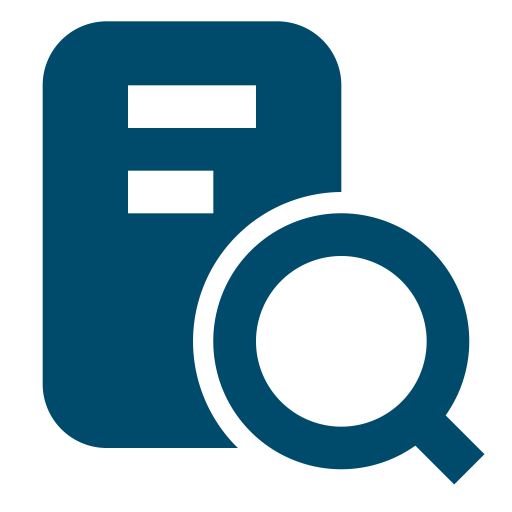 Icon: Notizblatt mit Lupe