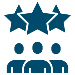 Icon: drei Personen m it drei Sternen