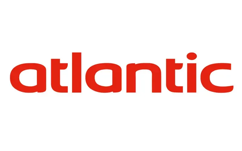 Le logo de l'atlantique est rouge et noir sur fond blanc.