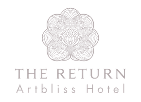 Logo reading “The Return” with a floral mandala and “Artblis | Columbia River Gorge” beneath