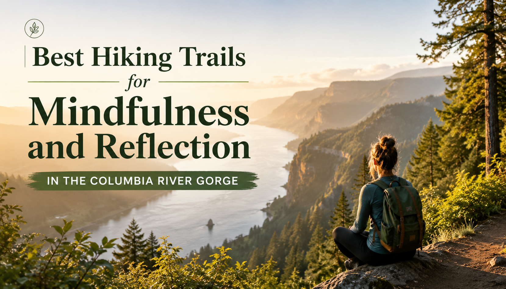 Best hiking trails for mindfulness and reflection in the Columbia River Gorge, with a person overlooking a sunrise valley