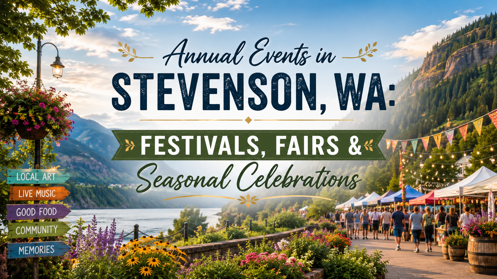 Annual events in Stevenson, WA, with festivals, fairs, and seasonal celebrations over a scenic waterfront town.
