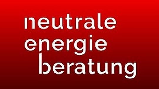 Ein roter Hintergrund mit weißem Text, der „neutrale Energieberatung“ sagt
