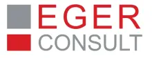 Das Logo von EGER CONSULT zeigt das Wort &bdquo;EGER&ldquo; in Rot, &bdquo;CONSULT&ldquo; in Grau und zwei &uuml;bereinanderliegende Quadrate in Grau und Rot.