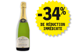 34 % de réduction immédiate sur la bouteille de 75 centilitres de Crément de Loire Brut AOP Ackermann.