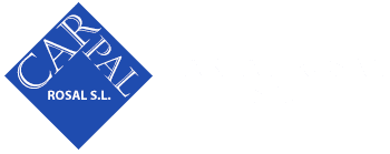 Logotipo de diamante azul con la inscripción “CARPAL” y debajo, en texto blanco, la inscripción “ROSAL SL” en letra más pequeña.