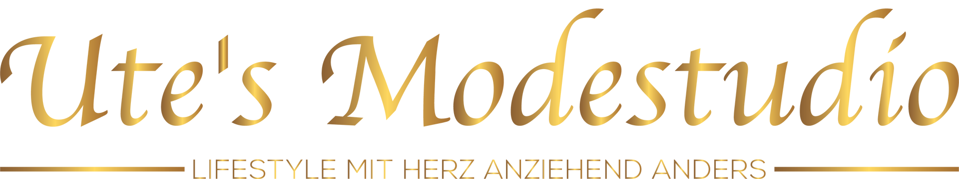 Ein goldenes Logo für Ute‘s Modestudio auf weißem Hintergrund.