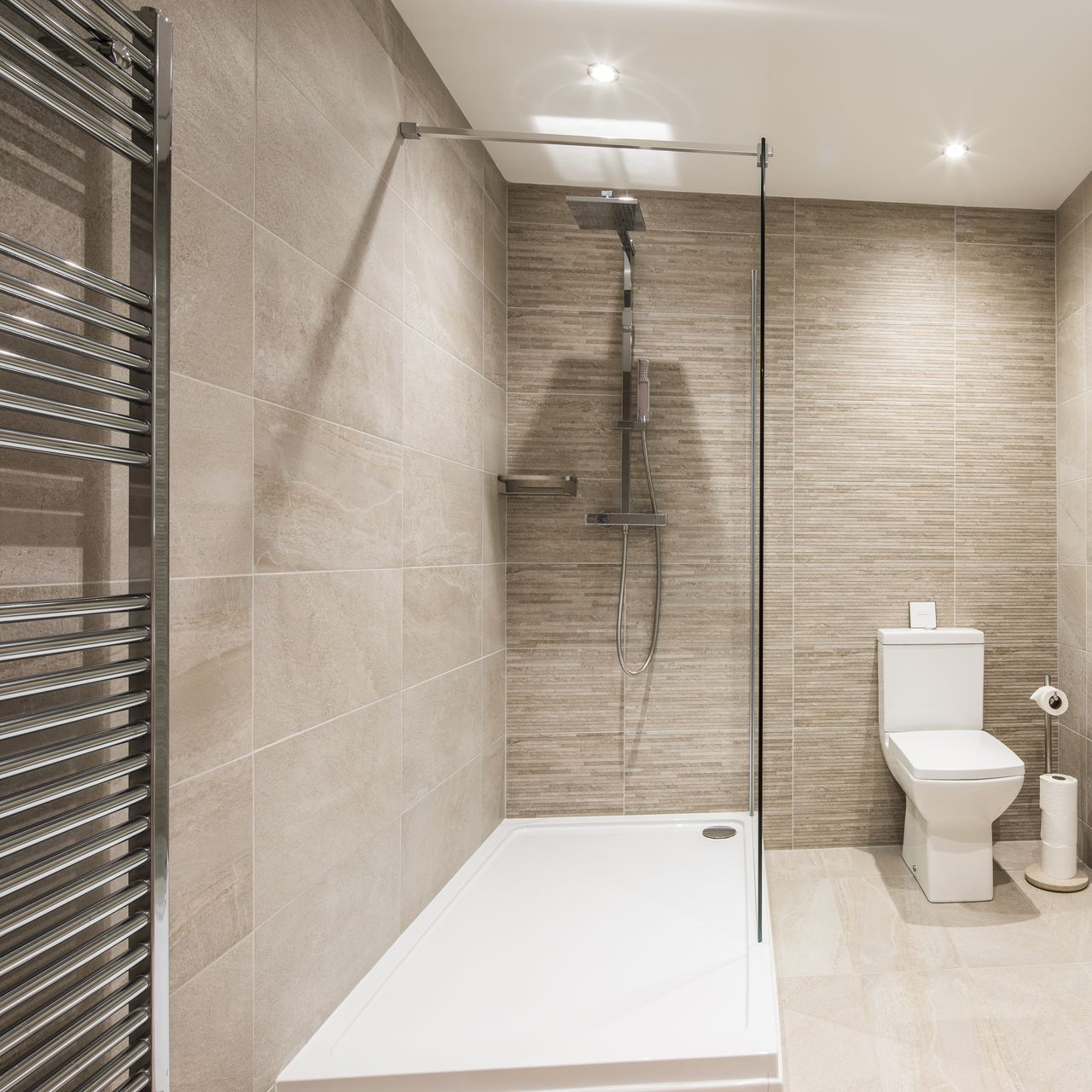 Une douche avec des WC