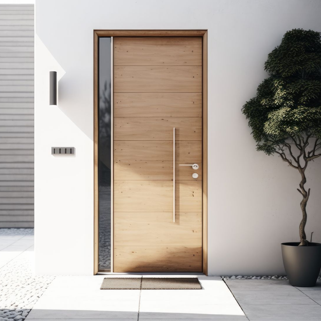 Une porte d'entrée en bois