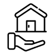 Symbol einer Hand unter einem Haus