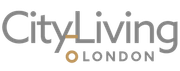 The text "CityLiving LONDON" in grey, with a stylized gold horizontal bar and circle below the "y" and "L".