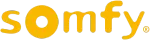 Logotipo de Somfy en amarillo, con el nombre de la marca y un símbolo de marca registrada.