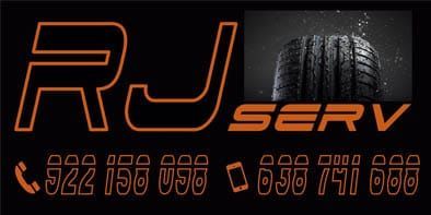 Un logotipo para una empresa llamada RJ Serv.
