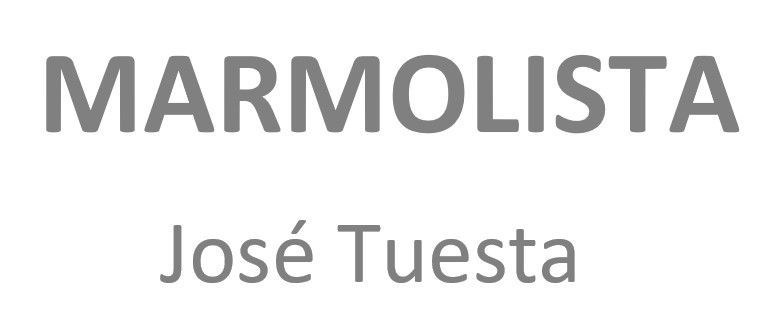 "MARMOLISTA" sobre "José Tuesta" en texto gris sobre fondo blanco.