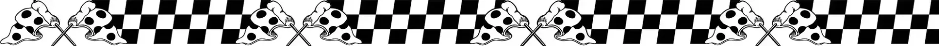 Ein dekorativer horizontaler Rand mit einem sich wiederholenden Muster aus abwechselnd schwarzen und weißen Quadraten.