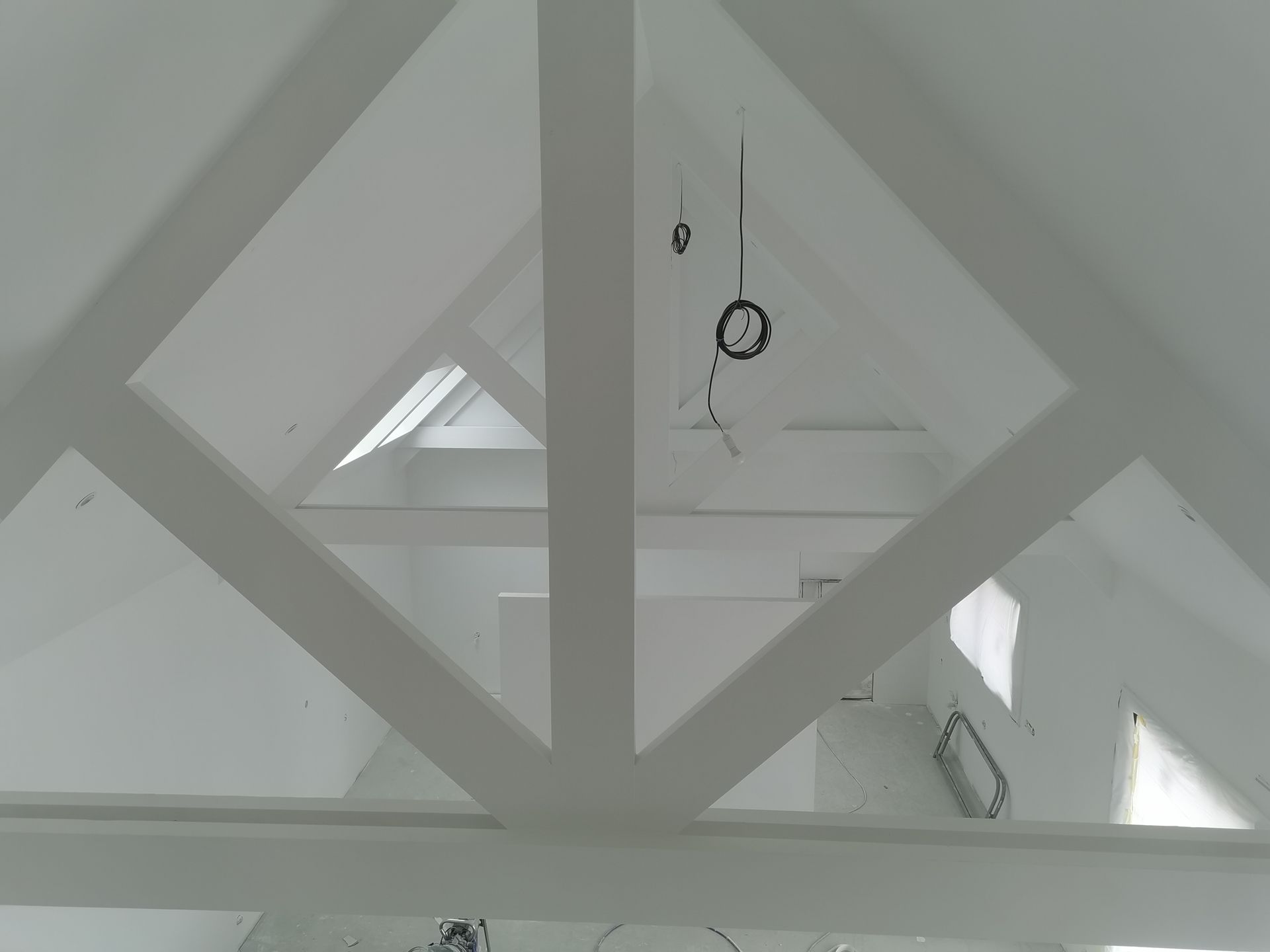 Résultat final, peinture des poutres