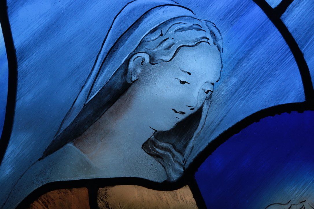 Vitrail vièrge bleue