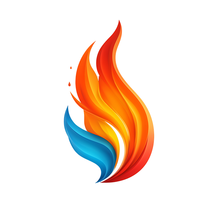 Une flamme orange et bleu.