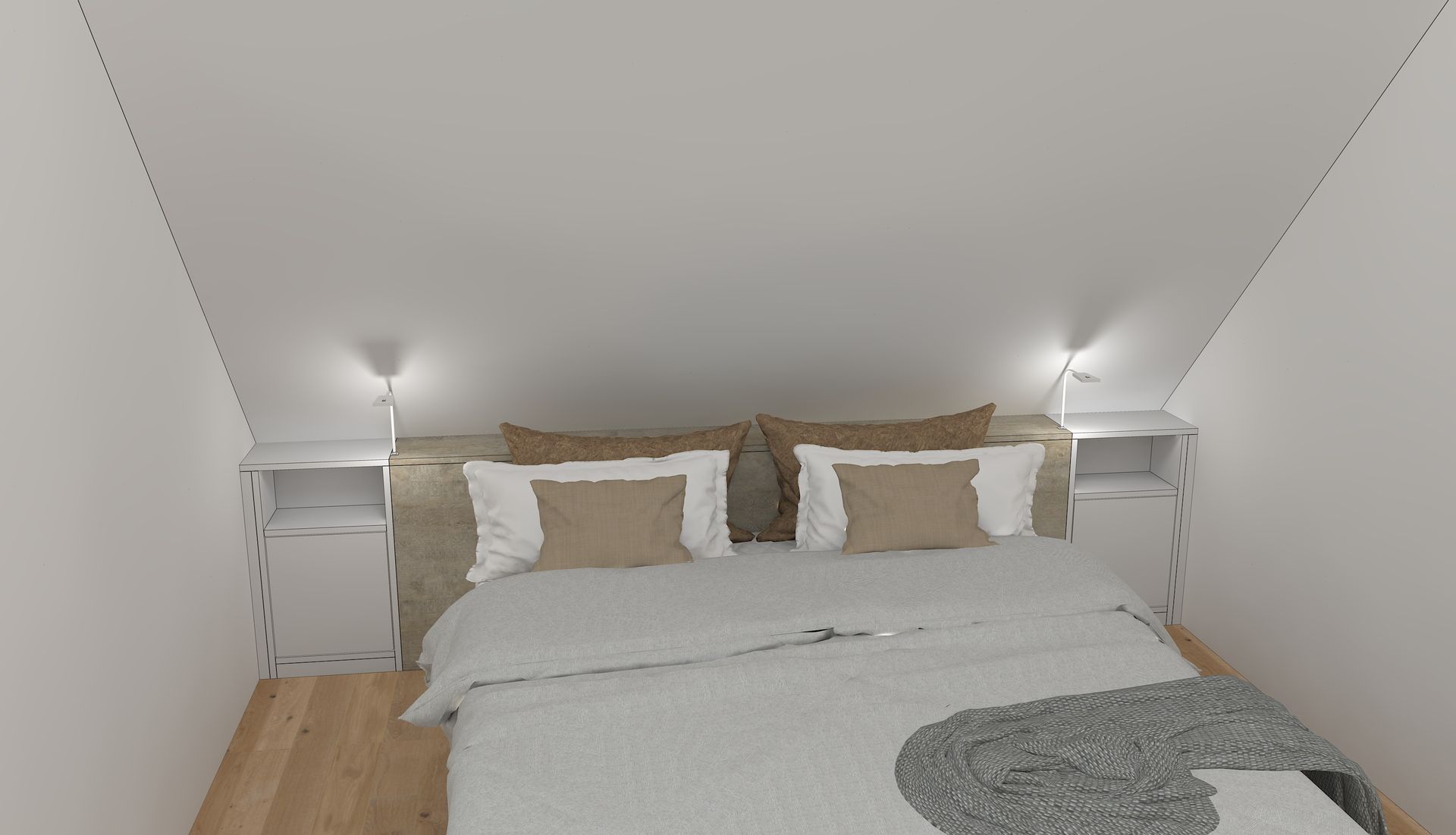 Tête de lit sur mesure avec placard et rangement à Nantes.