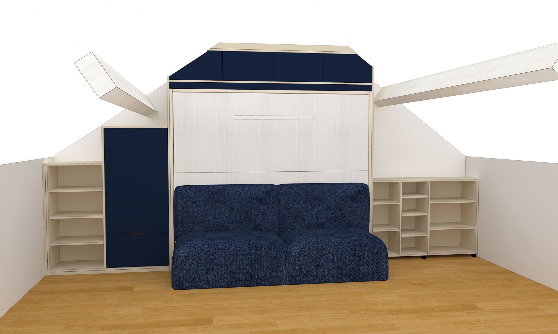 Aménagement sur mesure à Nantes avec lit relevable et canapé.