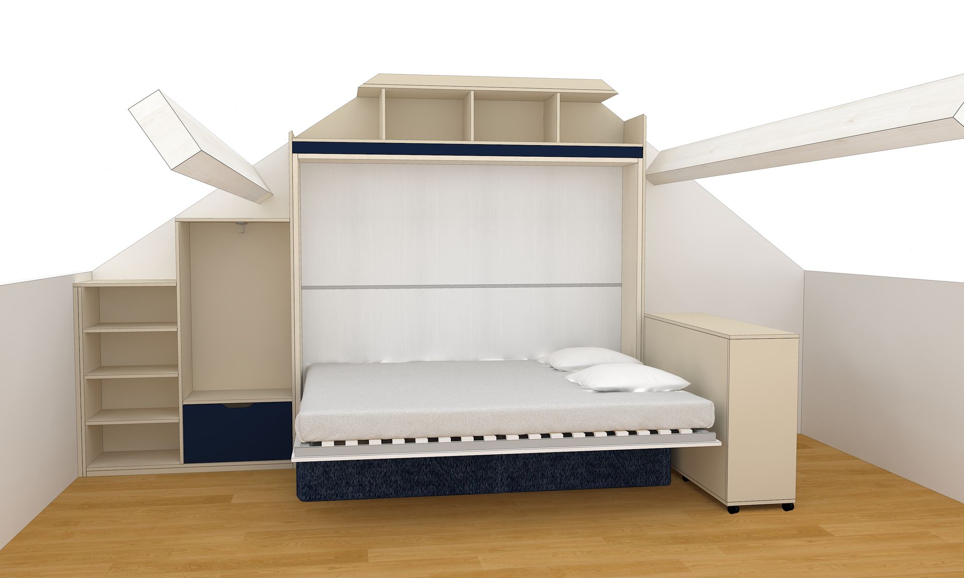 Aménagement sur mesure à Nantes avec lit relevable et canapé.