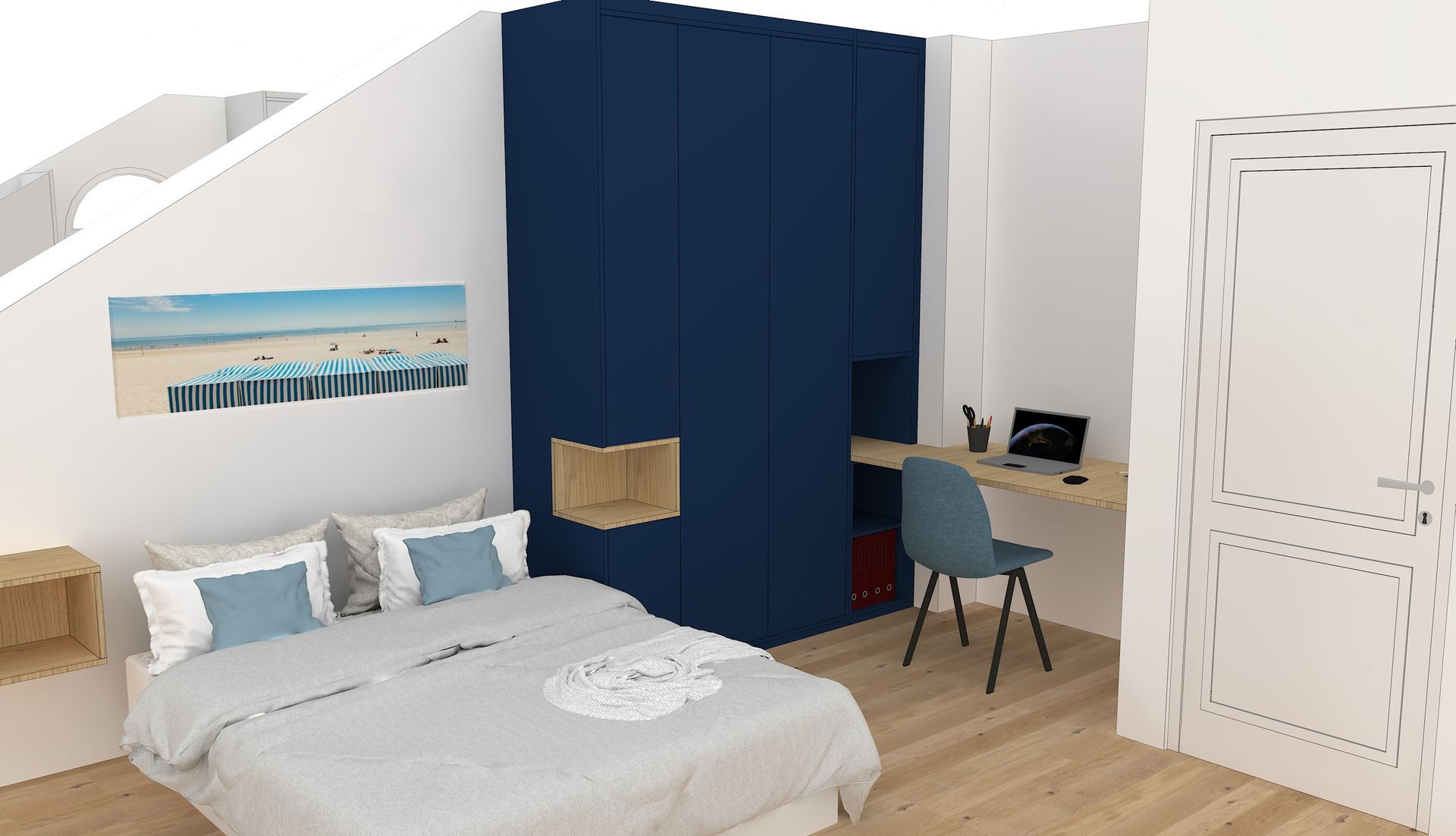 Bureau sur mesure avec placard et rangement à Nantes.