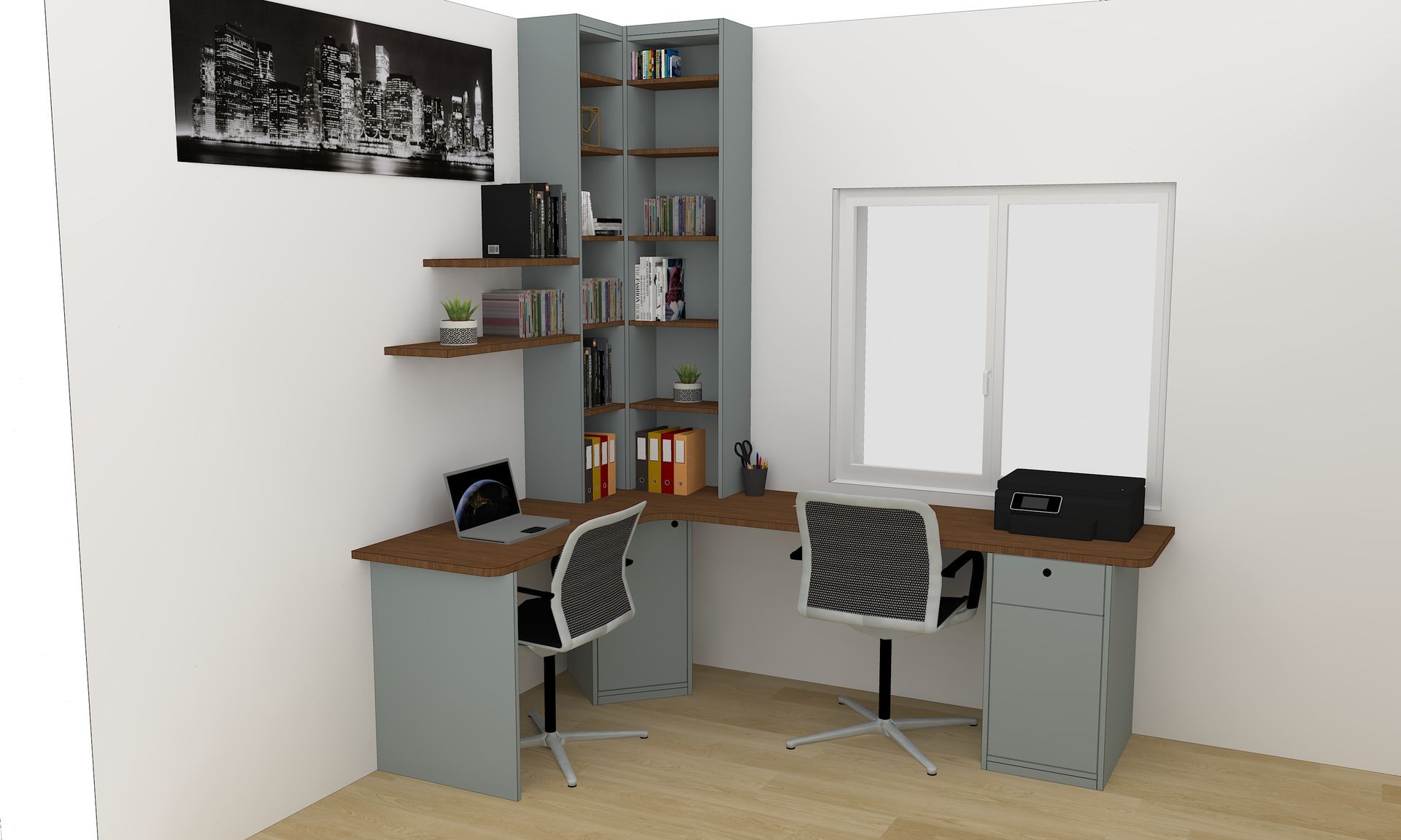 Bureau sur mesure avec placard et rangement à Nantes.