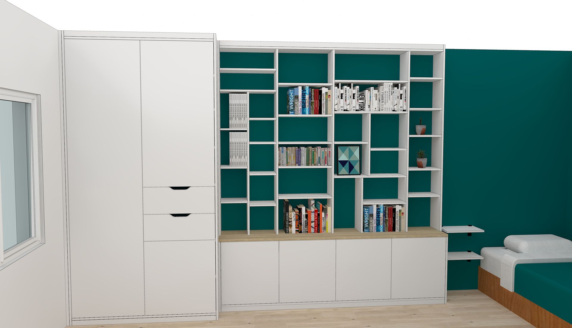 Placard et bibliothèque chambre d'enfant. Sur mesure à Nantes.