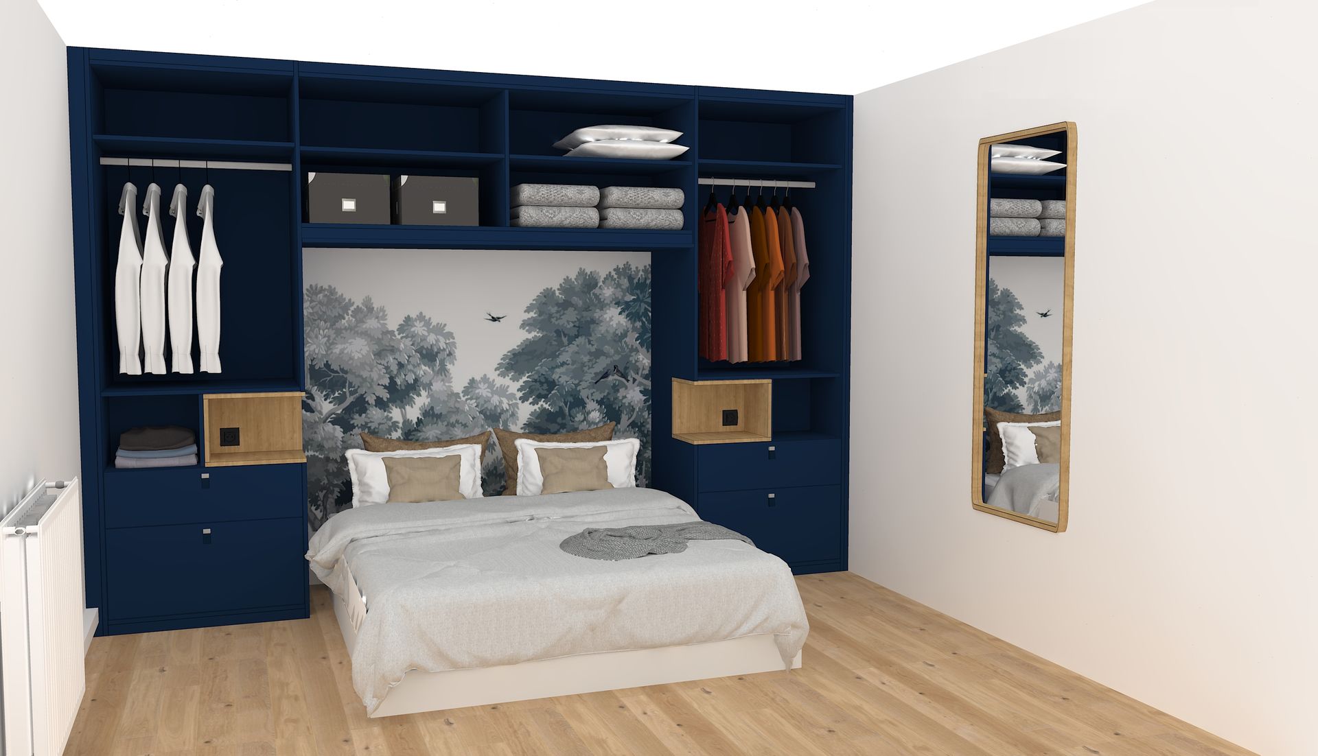 Pont de lit sur mesure avec placard et rangement à Nantes.