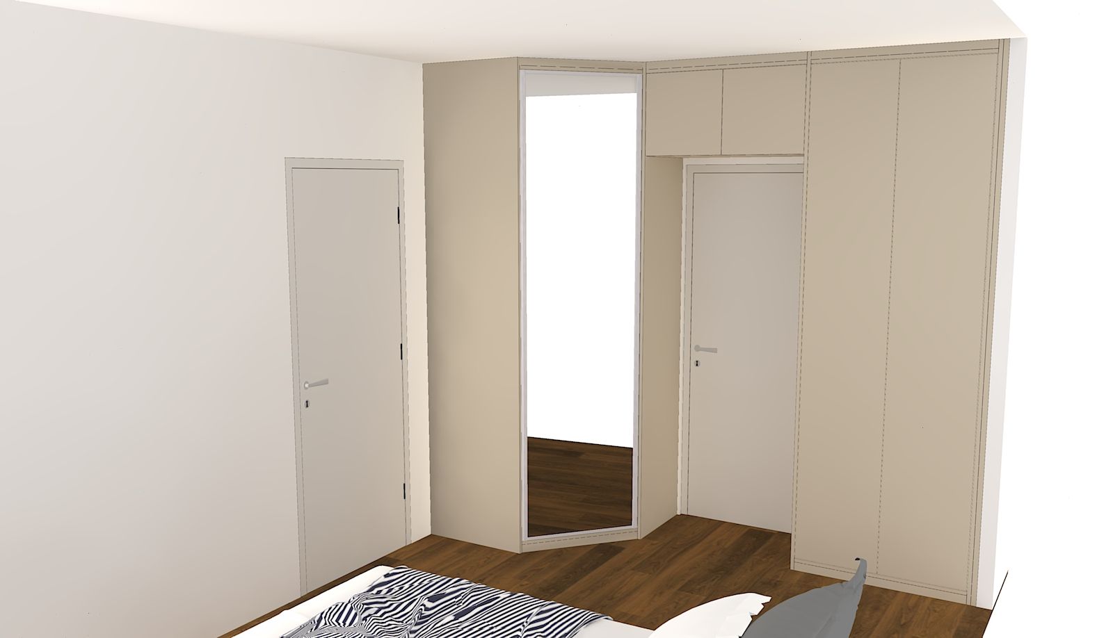 Placard battant d'angle sur mesure à Nantes. Porte miroir