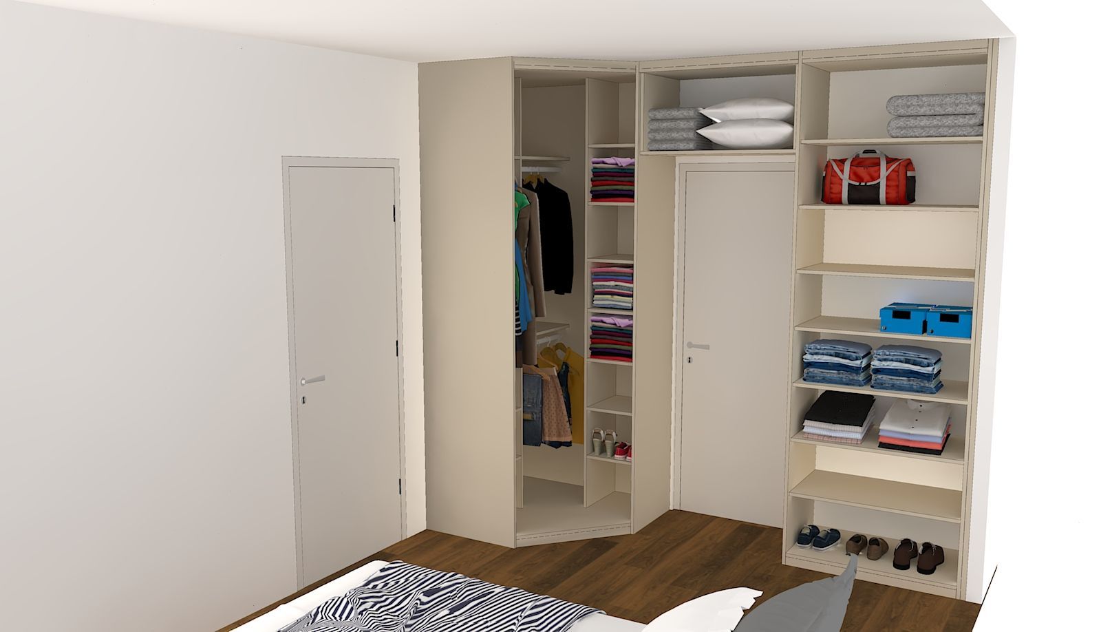 Placard battant d'angle sur mesure à Nantes. Porte miroir