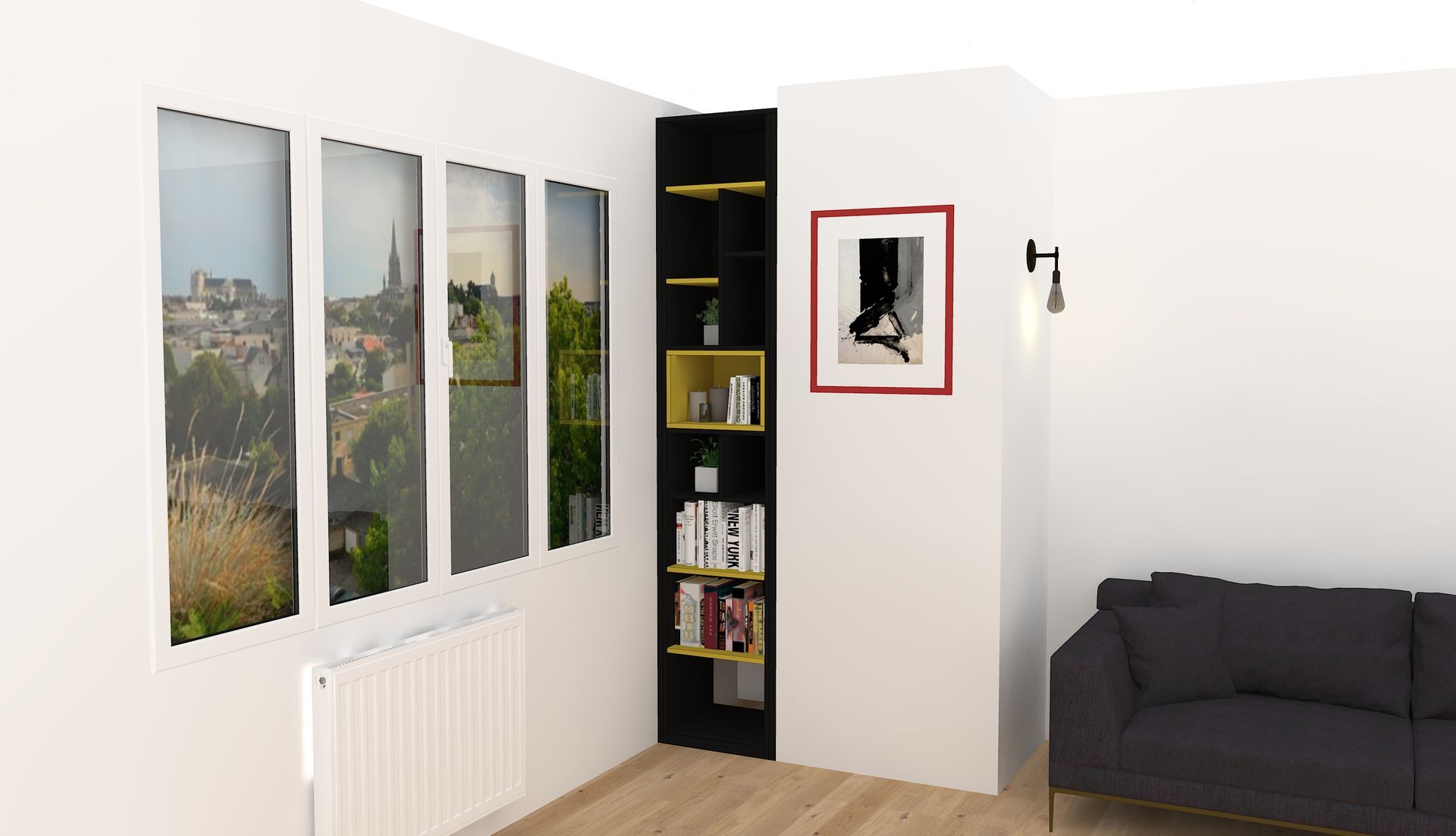 Colonne bibliothèque sur mesure à Nantes.