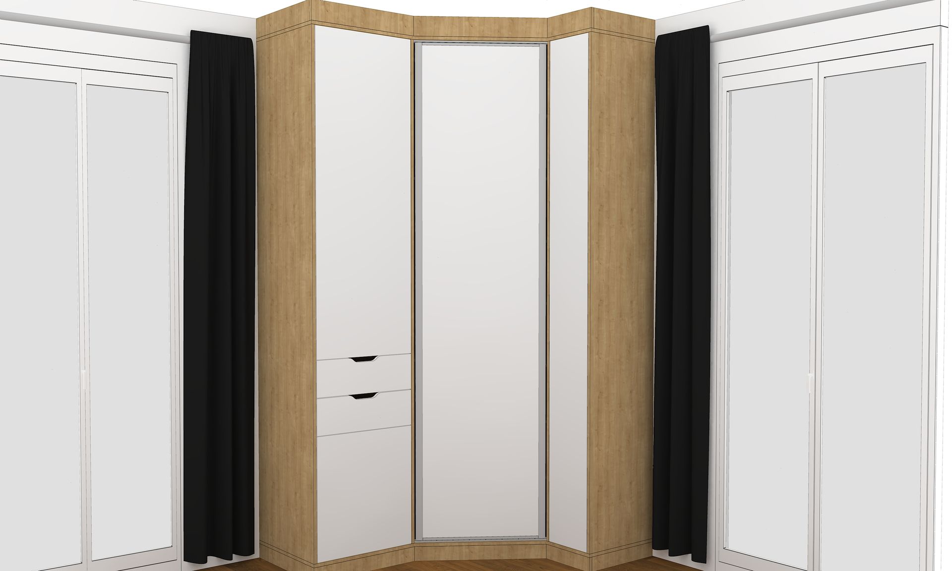 Placard battant d'angle sur mesure à Nantes. Porte pivotante