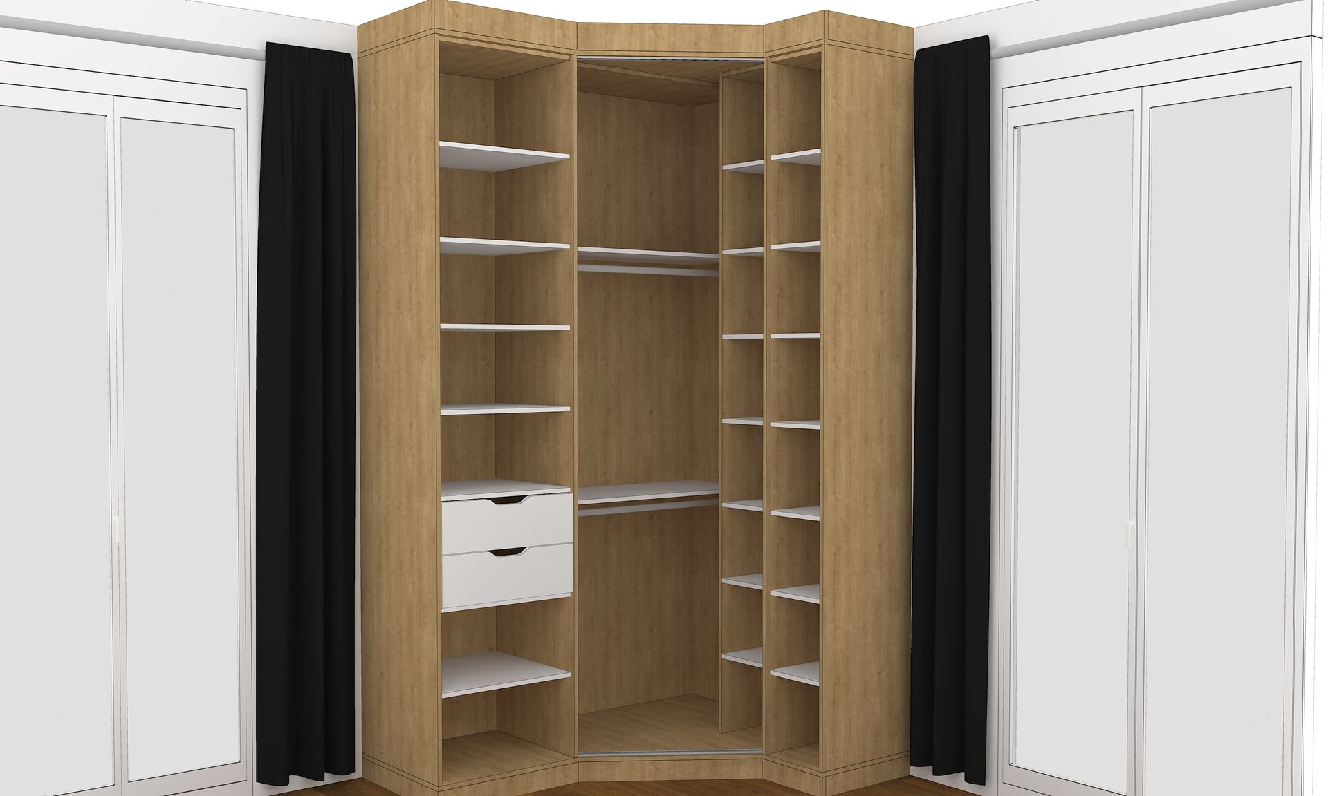 Placard battant d'angle sur mesure à Nantes. Porte pivotante