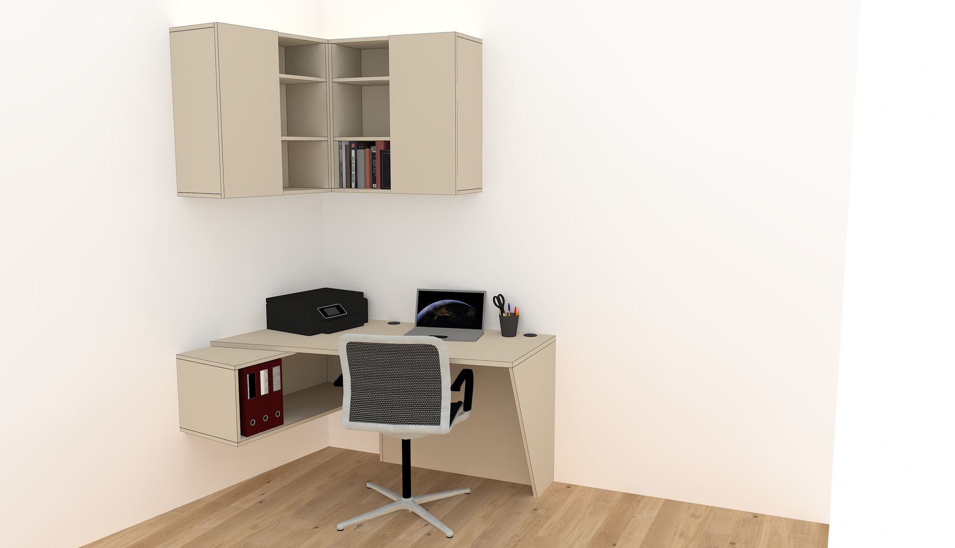 Bureau sur mesure avec placard et rangement à Nantes.