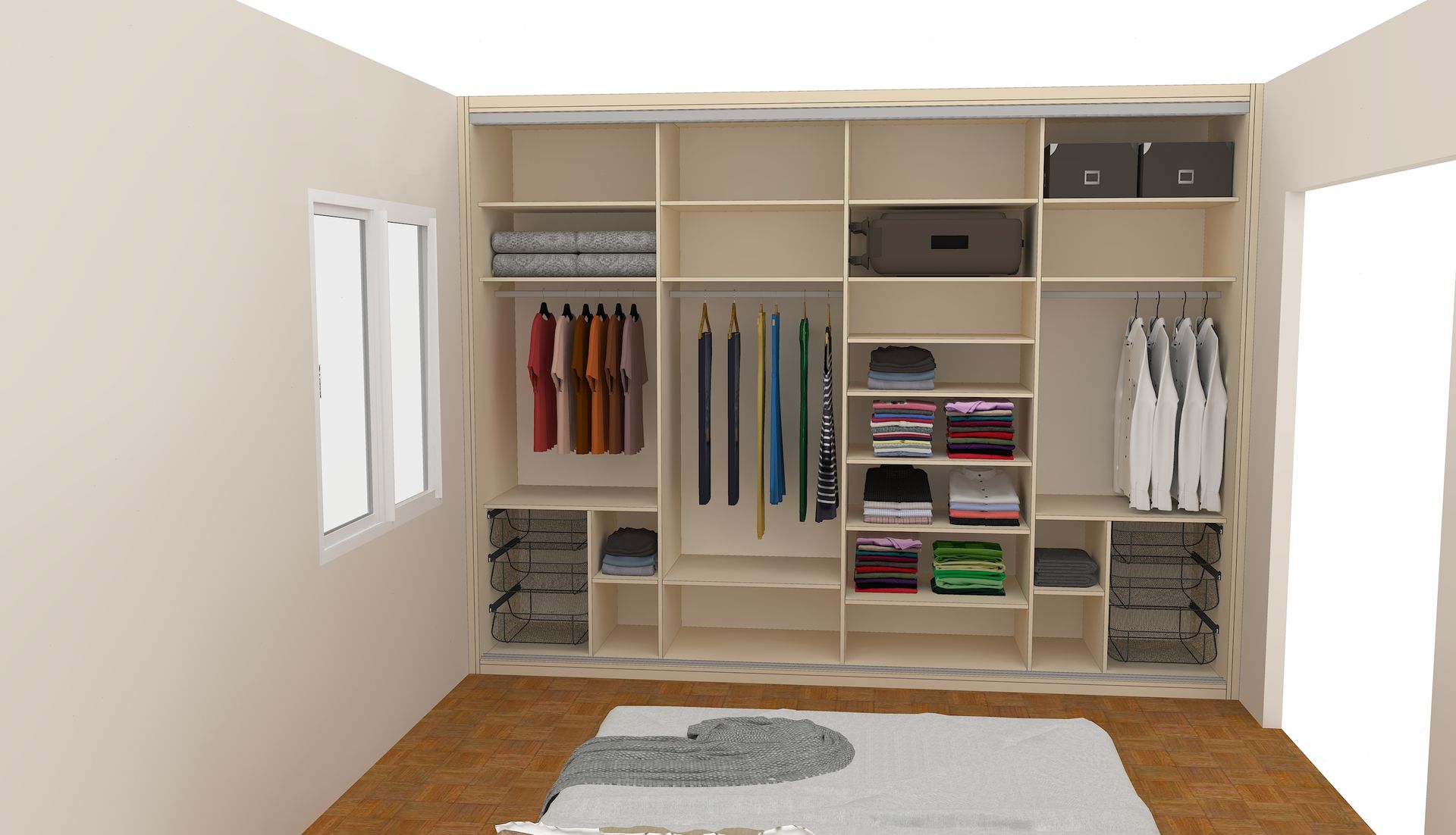 Placard coulissant sur mesure. Dressing parental à Nantes.