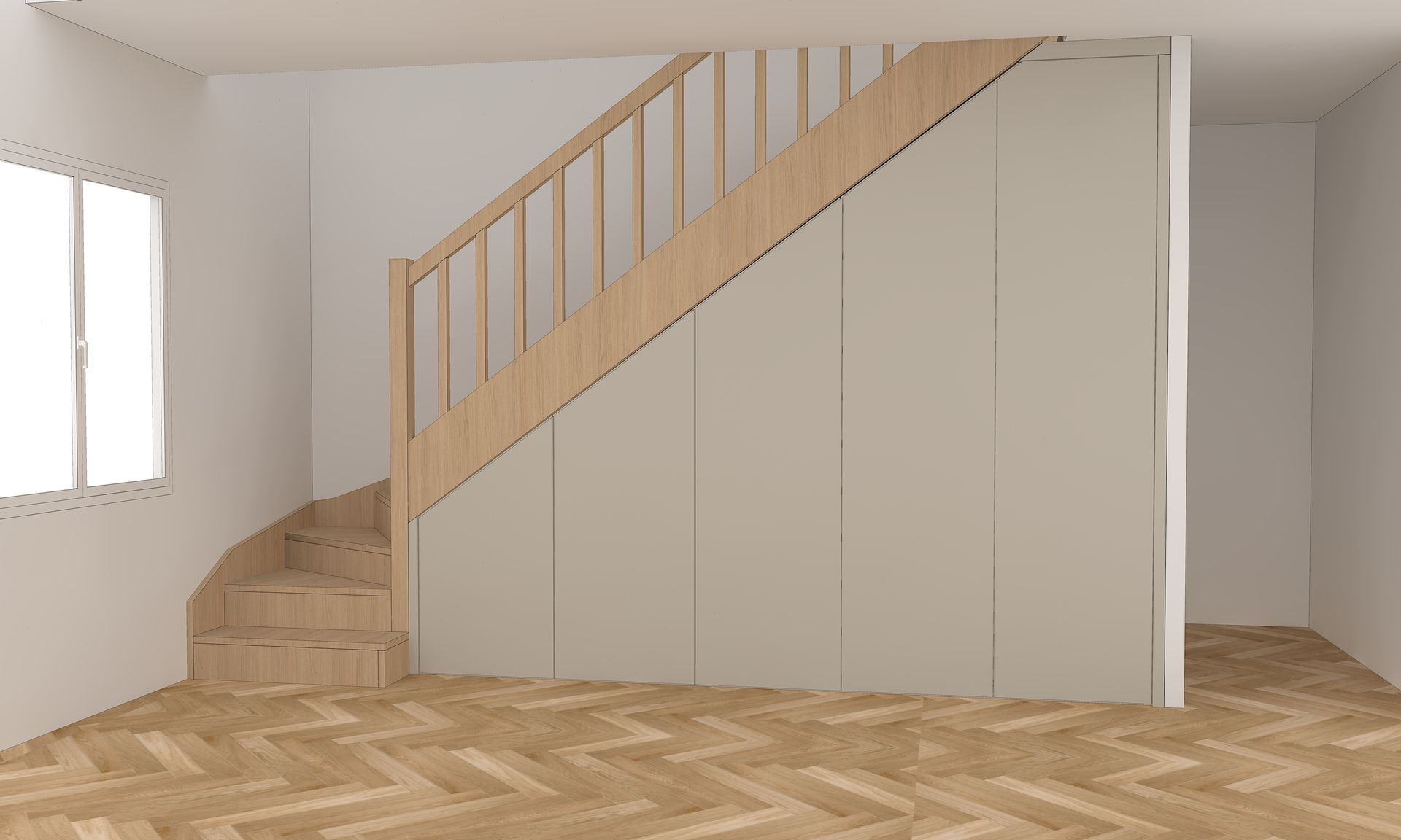 Aménagement sous escalier sur mesure à Nantes.