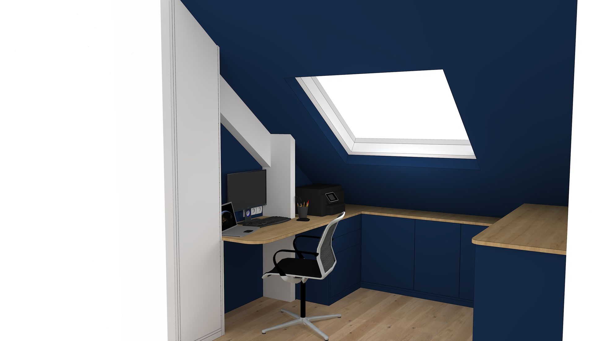 Bureau sur mesure avec placard et rangement à Nantes.