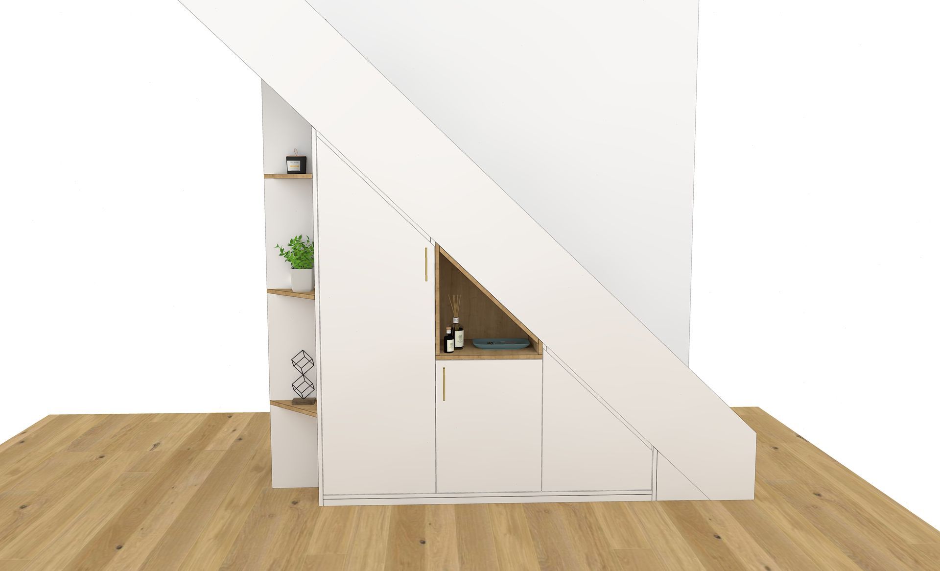 Aménagement sous escalier sur mesure à Nantes.