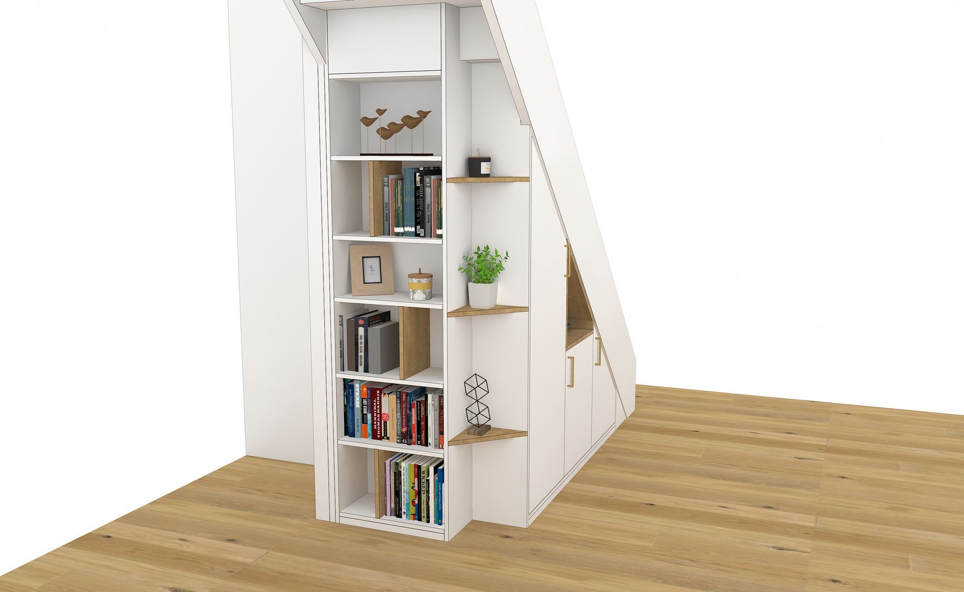 Aménagement sous escalier sur mesure à Nantes.