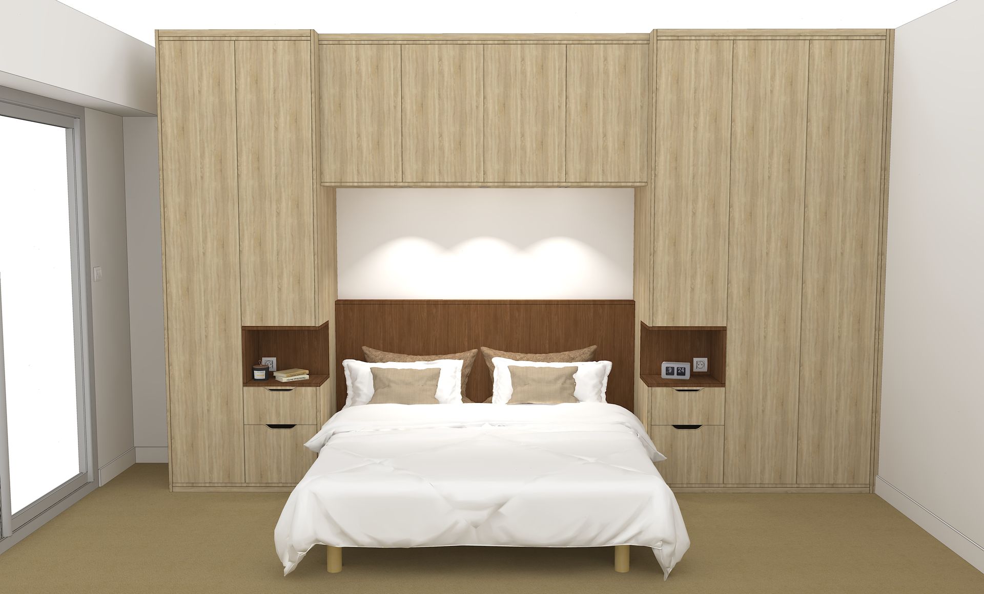 Pont de lit sur mesure avec placard et rangement à Nantes.