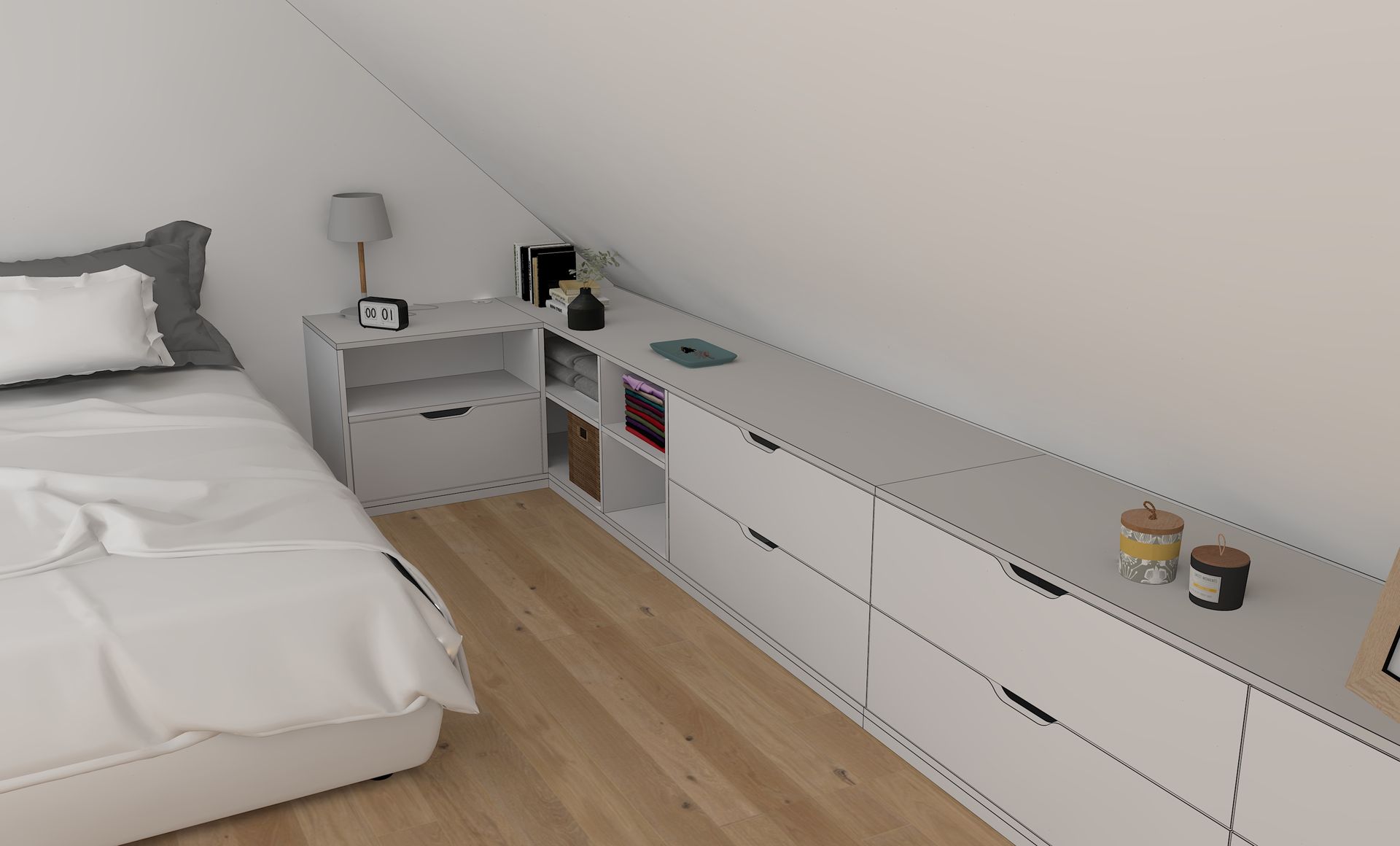 Aménagement sous pente sur mesure à Nantes.