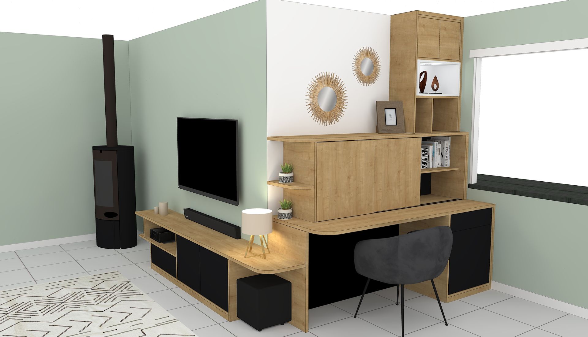 Bureau sur mesure avec placard et rangement à Nantes.