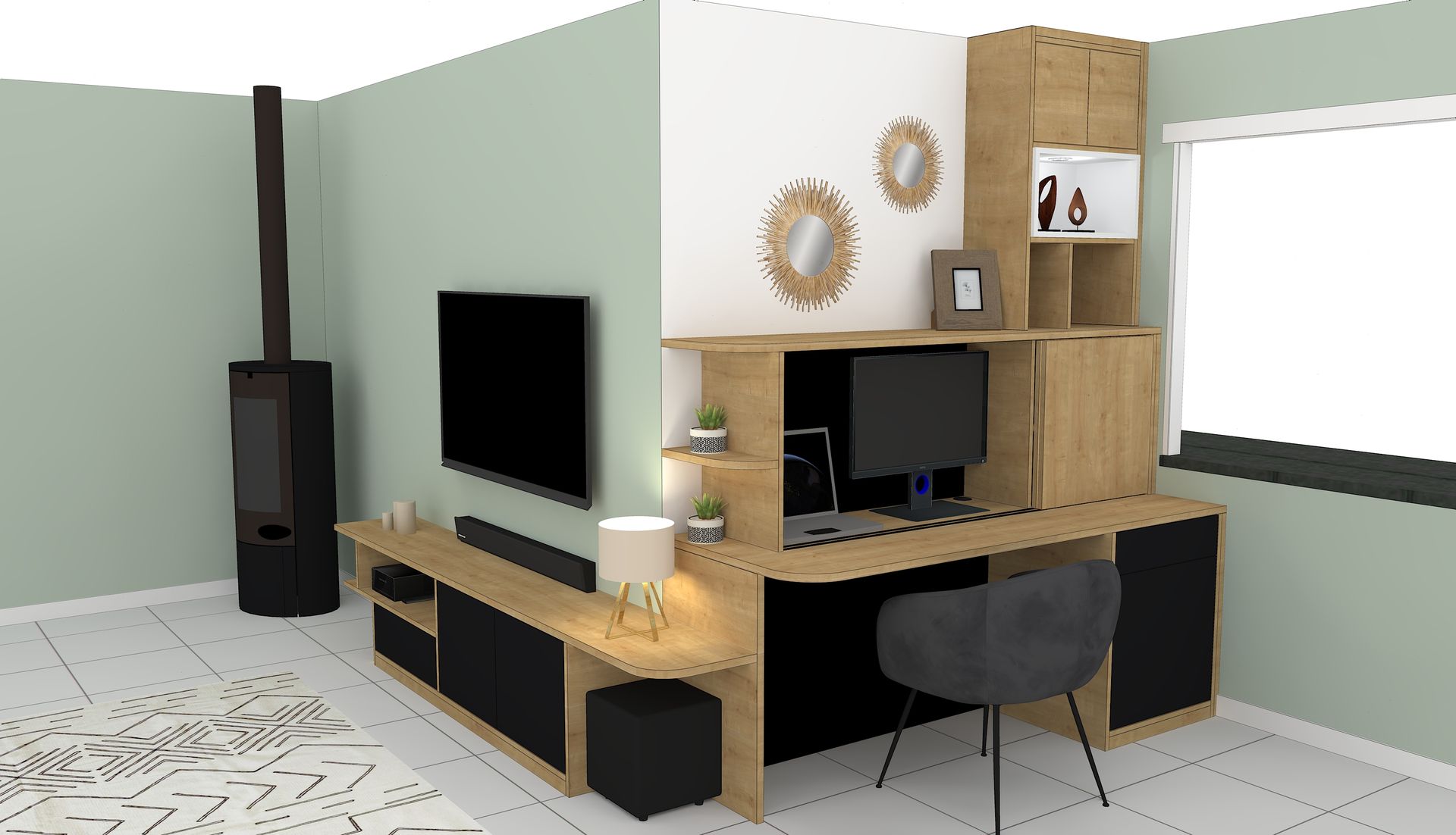 Bureau sur mesure avec placard et rangement à Nantes.