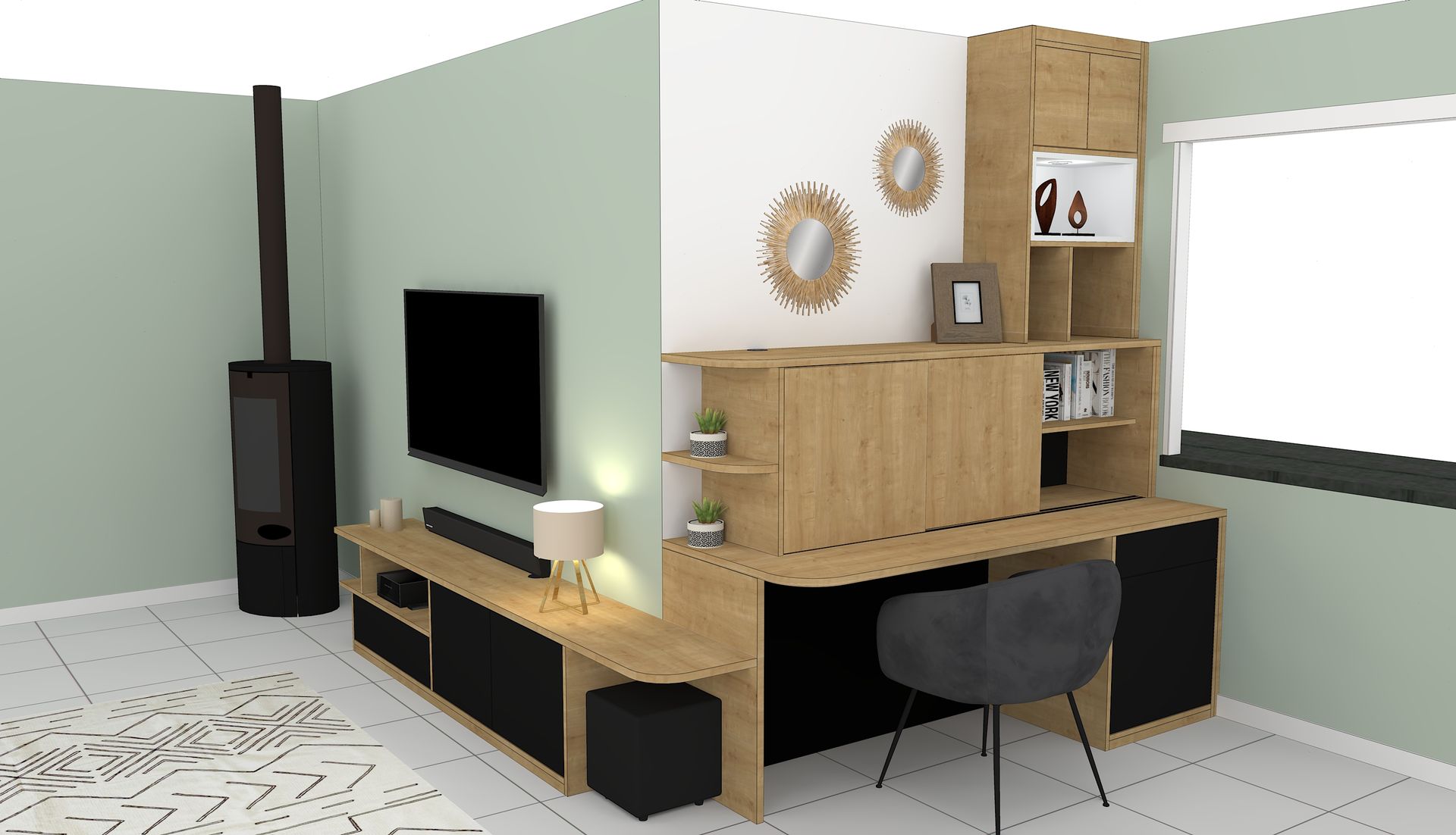 Bureau sur mesure à Nantes avec emplacement TV.