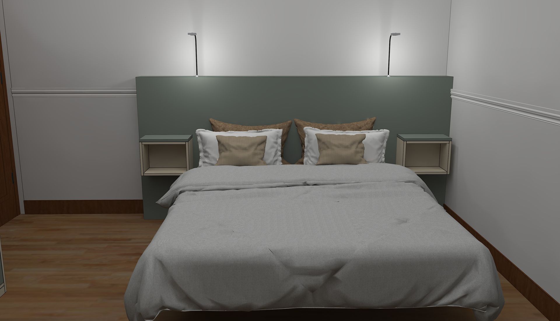 Tête de lit sur mesure avec placard et rangement à Nantes.