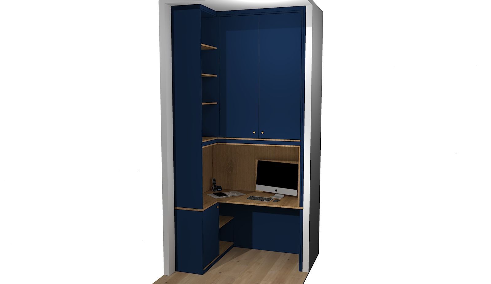 Bureau sur mesure avec placard et rangement à Nantes.