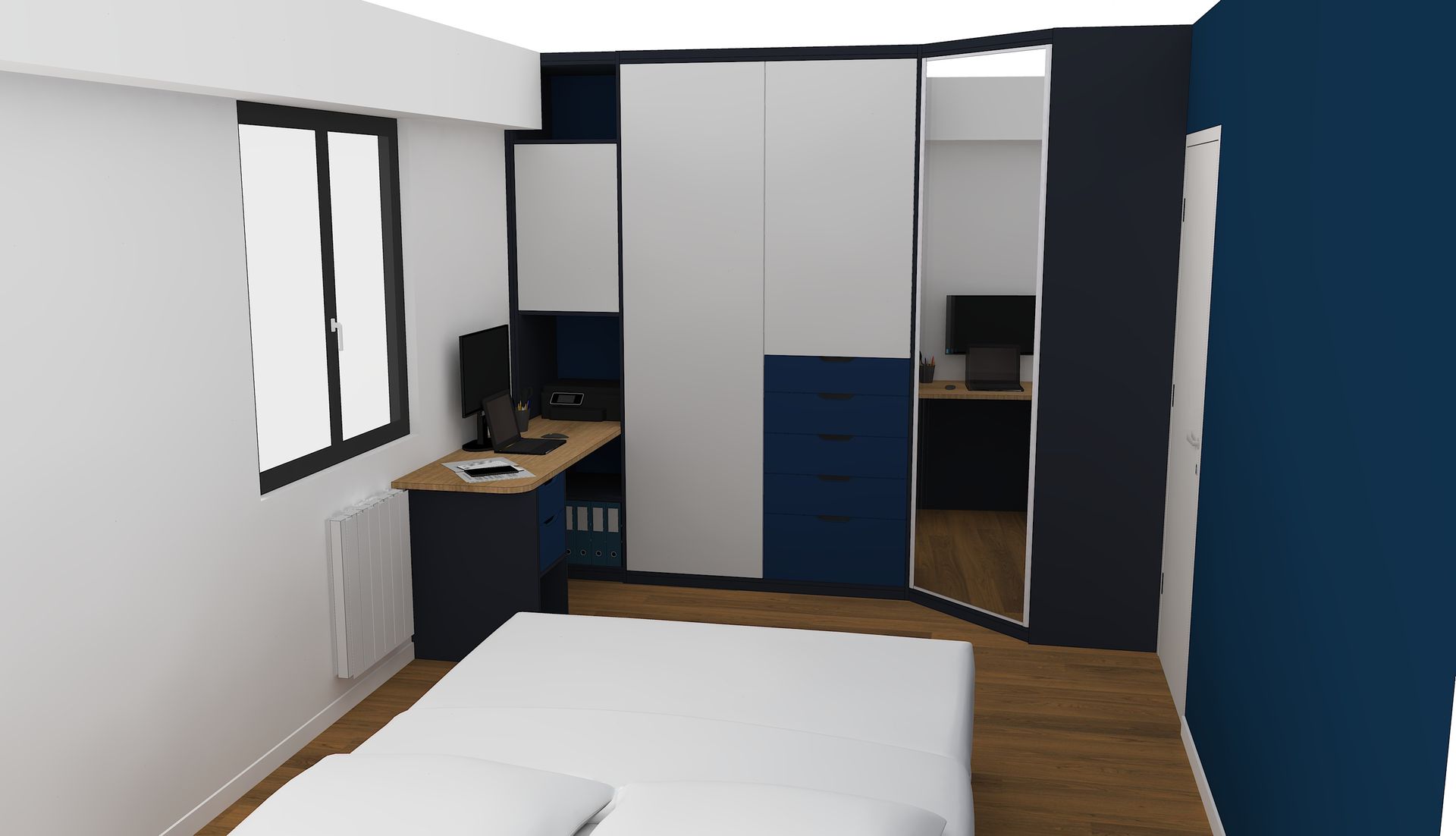 Bureau sur mesure avec placard et rangement à Nantes.